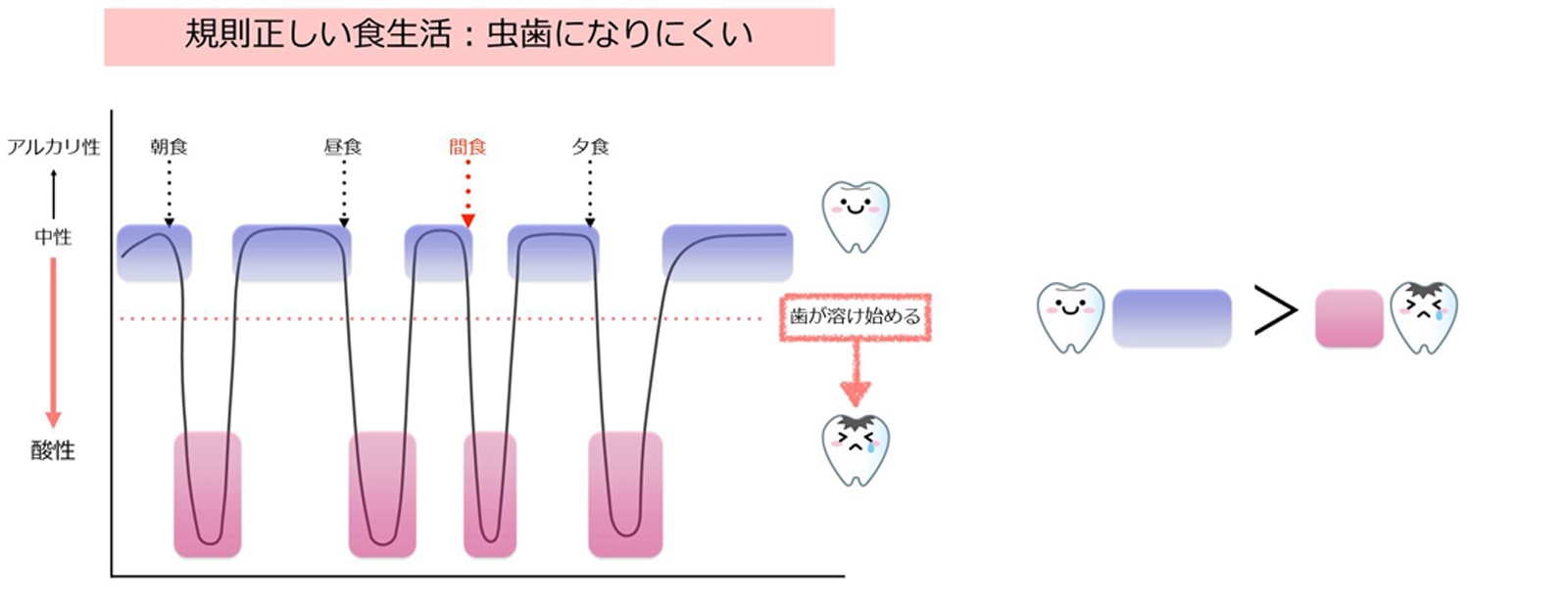 規則正しい食生活：虫歯になりにくい